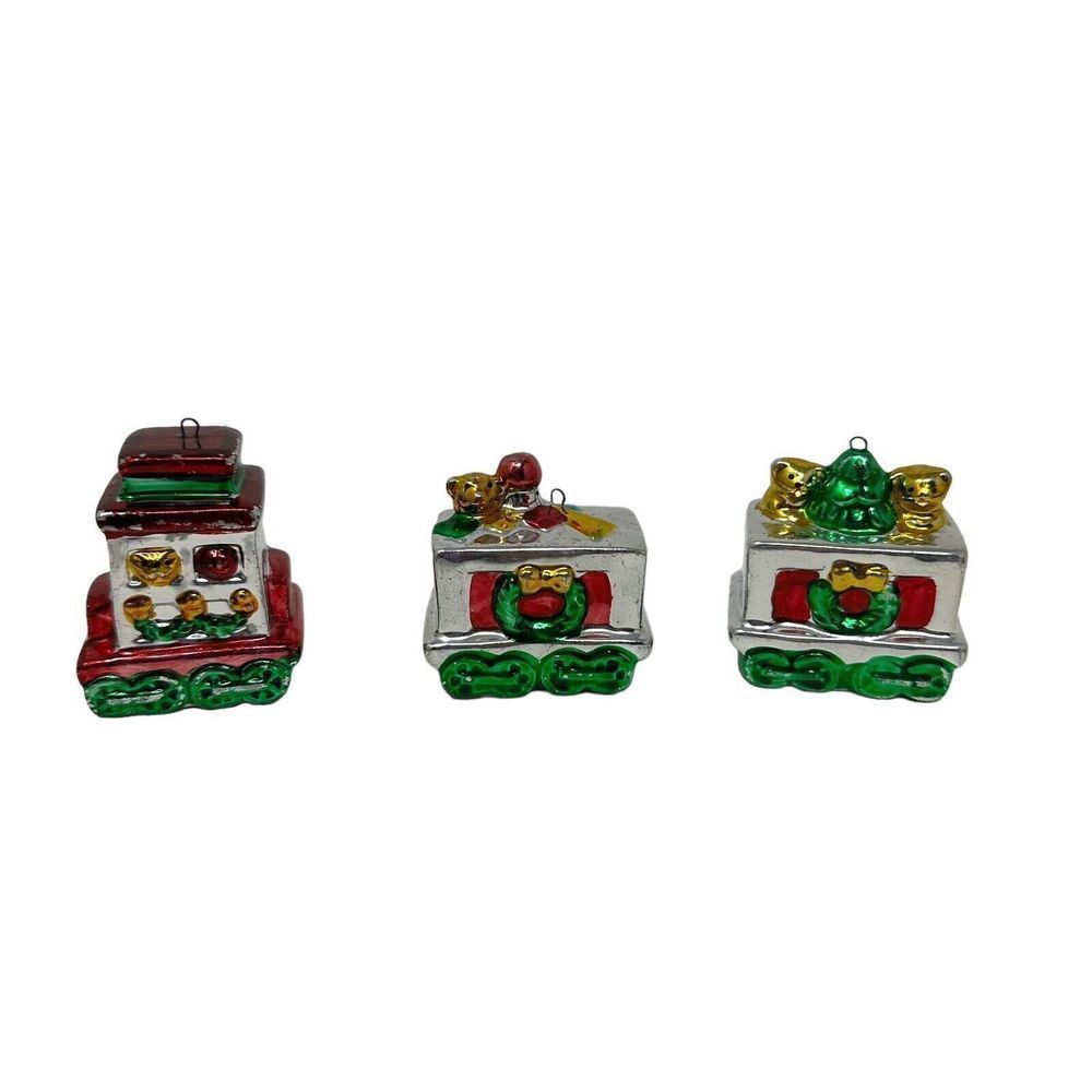 VTG Ceramic Metal Ceramic Train Cars Christmas Tree Ornaments‎ Trees Bears Puppy